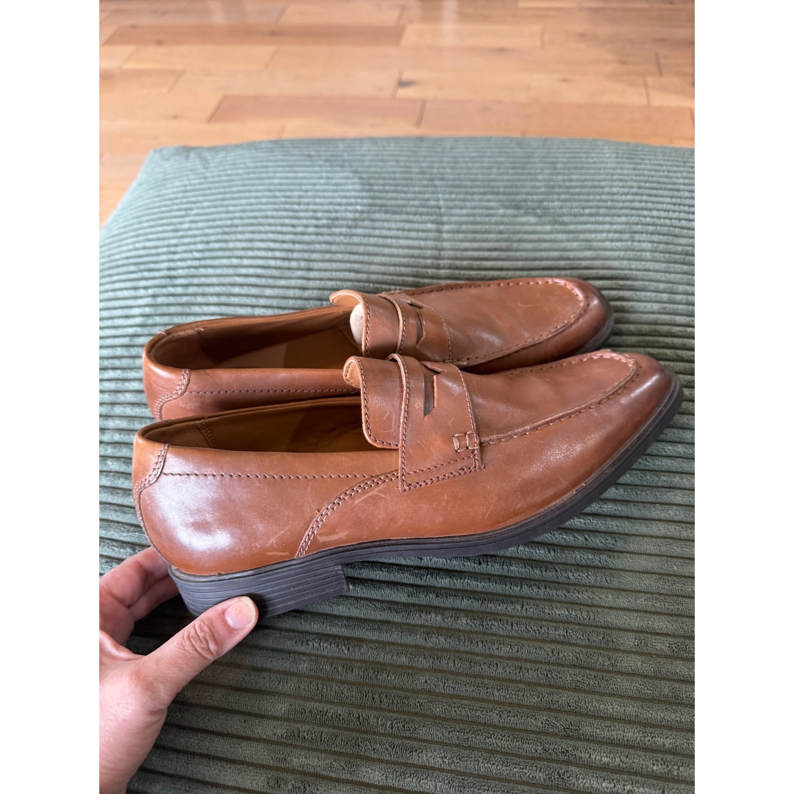 Clarks Collection Mens Loafers Leather Brown Dress Shoes Slip On Size Us 9.5